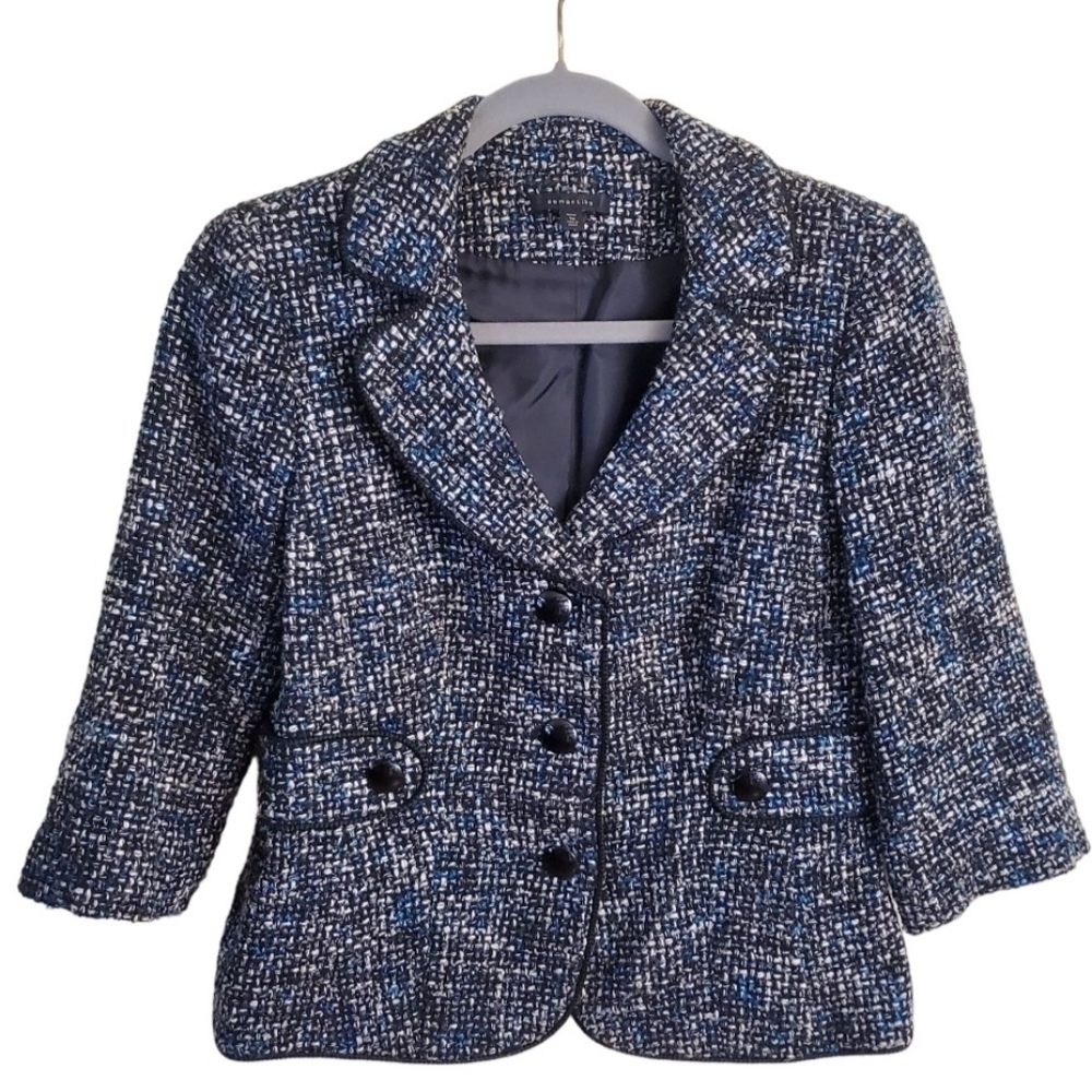 Semantiks Wool Tweed 3/4 Sleeve Jacket Size 6P